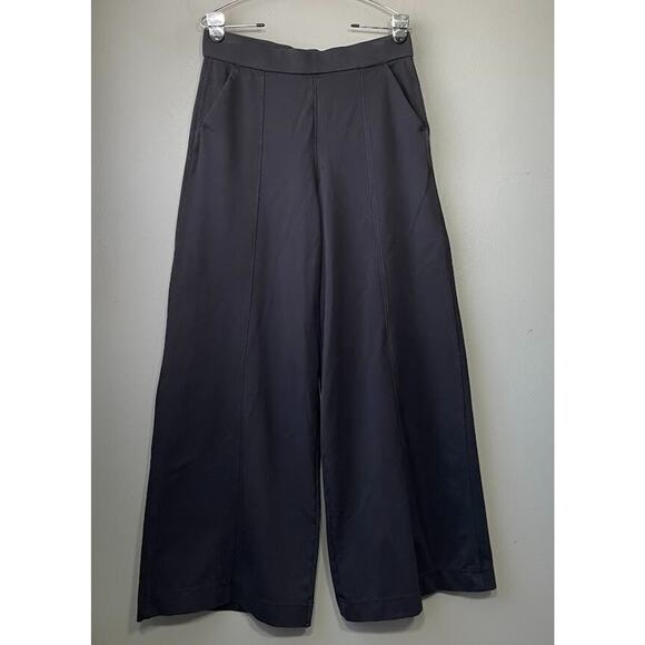 LEE Workwear Size Medium Black High Rise Wide Leg Pull On Knit Pants Lagenlook - Picture 1 of 15
